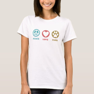 Camiseta T-shirt redondo das patas do amor da paz dos