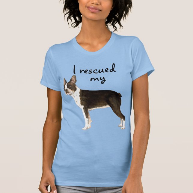 Camiseta T-Shirt Rescue de Boston Terrier (Frente)