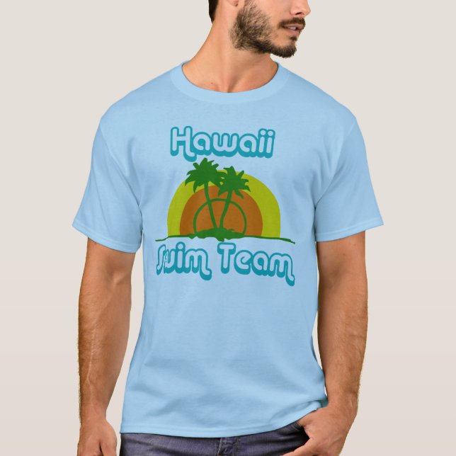 Camiseta T-shirt retro da equipe de natação de Havaí, (Frente)