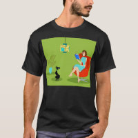T-shirt retro da mulher da leitura