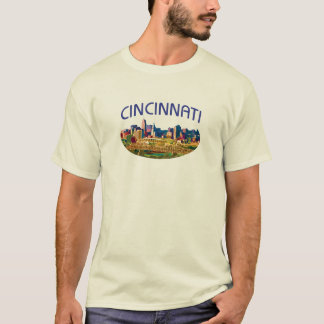 Camiseta T-shirt retro da skyline de Cincinnati