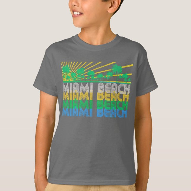 Camiseta T-shirt retro de Miami Beach Florida do verde (Frente)