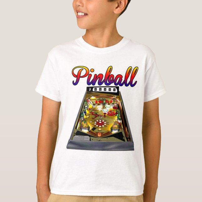Camiseta T-shirt retro do design de máquina do Pinball (Frente)