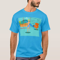 T-shirt retro do gajo do surfista