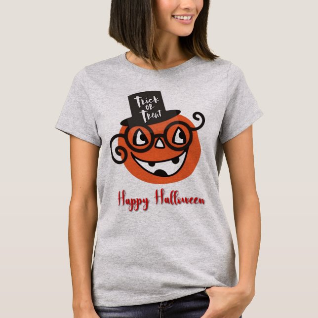 Camiseta T-Shirt Retro Halloween Jack-o-lantern (Frente)