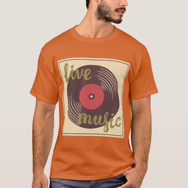 Camiseta T-Shirt Retro Live Music Vinyl Record (Frente)