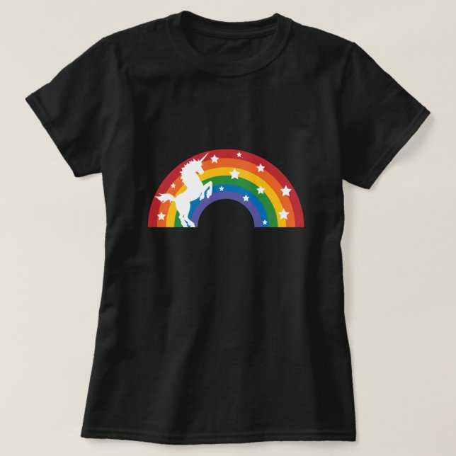 Camiseta T-Shirt Retro Rainbow Unicorn (Frente do Design)