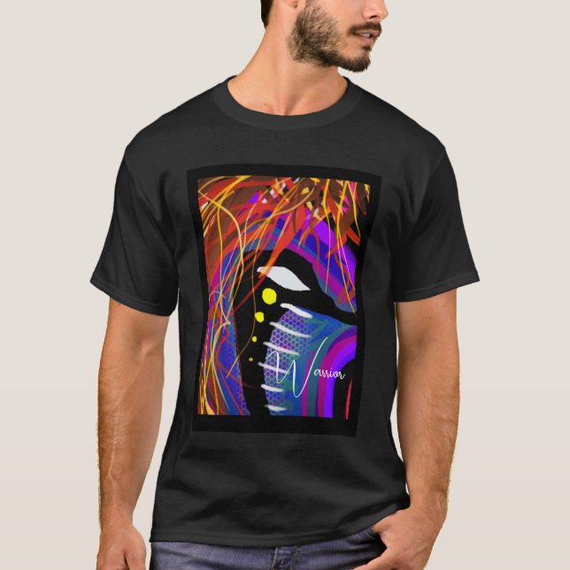 Camiseta T-Shirt Retro Warrior Abstrato Vintage (Frente)