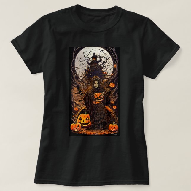 Camiseta T-shirt Retro Witch Halloween (Frente do Design)
