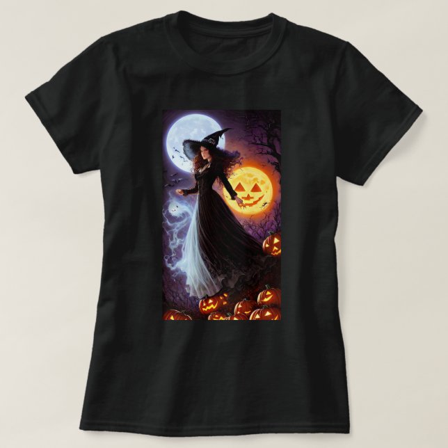 Camiseta T-Shirt Retro Witch Hallween (Frente do Design)