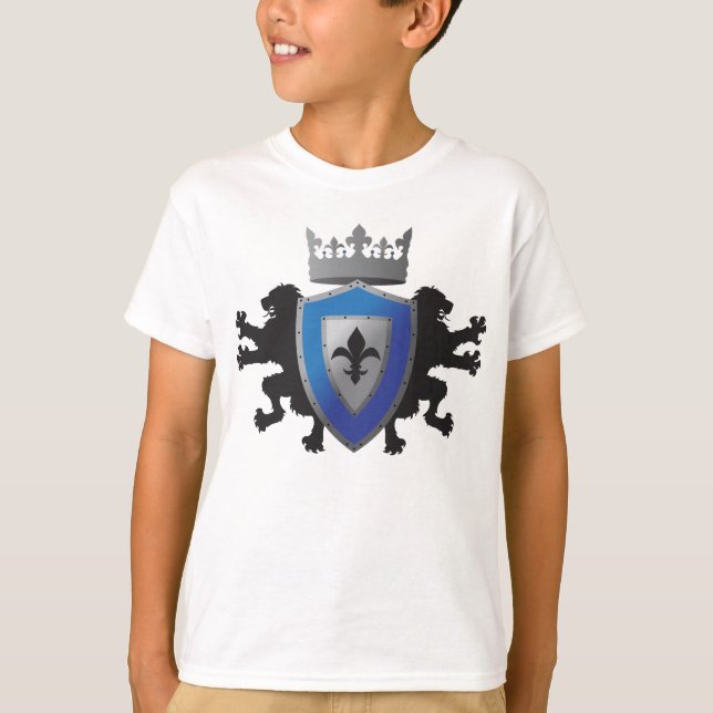 Camiseta T-Shirt Ringer do Leão Medieval Azul (Frente)