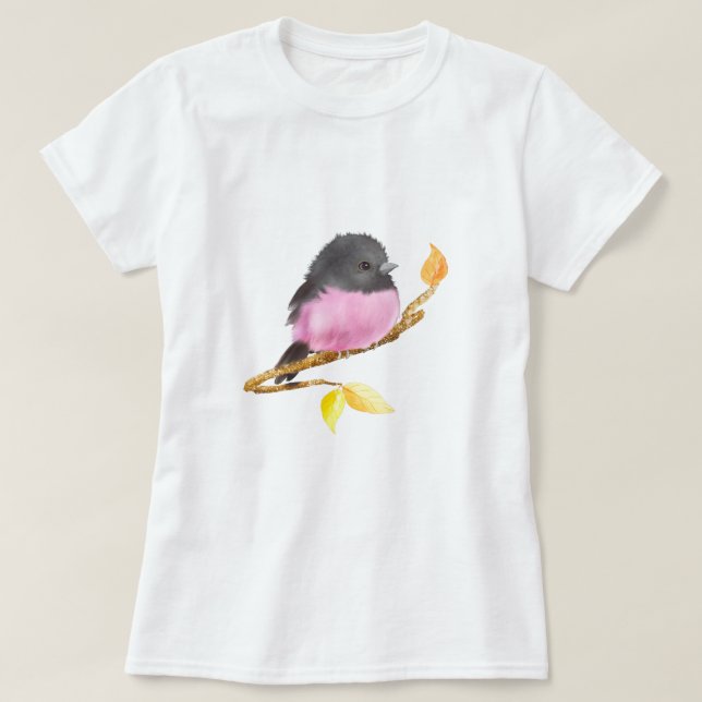 Camiseta T-Shirt Robin Bird Rosa (Frente do Design)