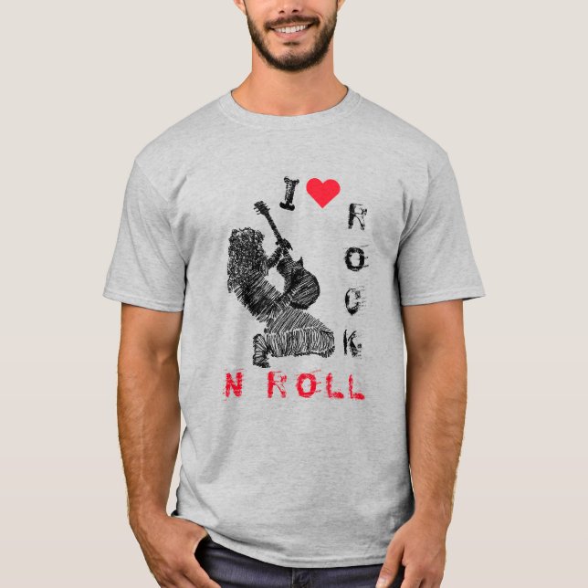 Camiseta T-Shirt Rock and Roll com Guitarrista Rock Music (Frente)