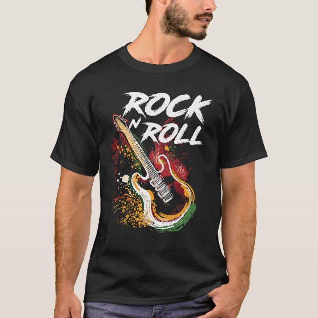 Camiseta T-shirt Rock n Roll Guitar (Frente)