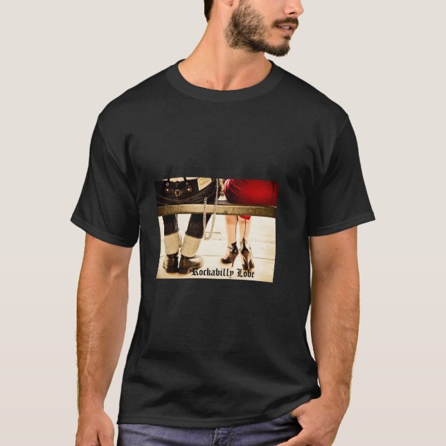 Camiseta T-shirt Rockabilly do amor dos homens (Frente)