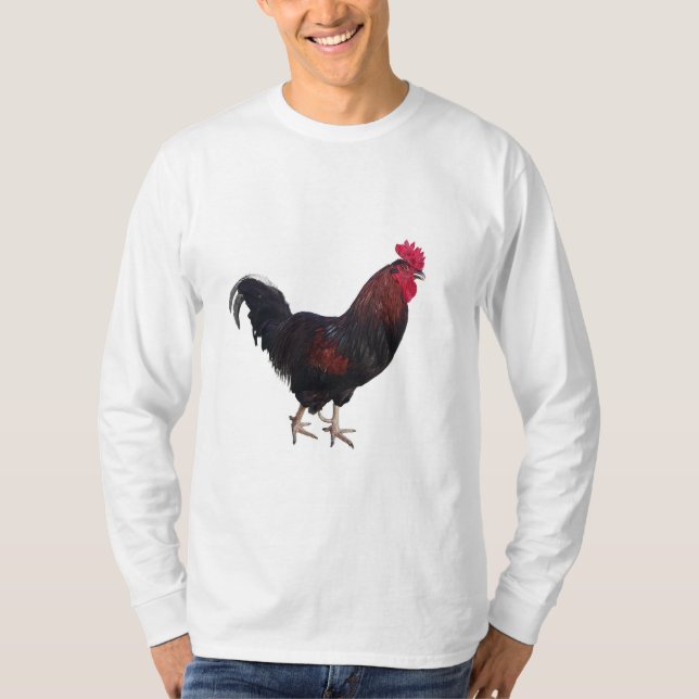 Camiseta T-Shirt Rooster de Capa Longa, de uso masculino (Frente)