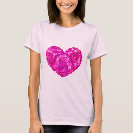 Camiseta T-Shirt Rosa Brilhante com Coração