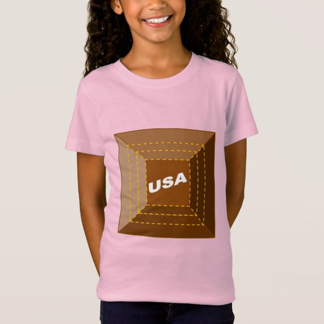 Camiseta T-shirt rose jersey fin filles CHOCOLAT  USA  (Frente)