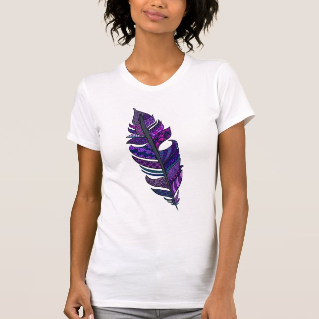 Camiseta T-shirt roxo da pena (Frente)