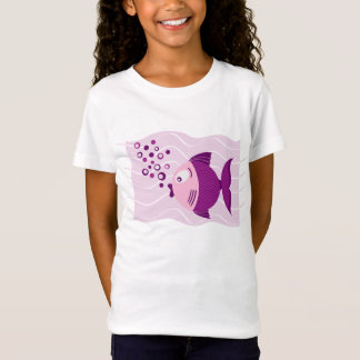 Camiseta T-shirt roxo das meninas da composição dos peixes