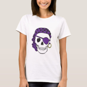 Camiseta T-shirt roxo do crânio do pirata