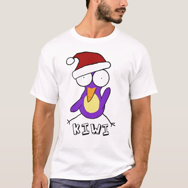 Camiseta T-shirt roxo do quivi do papai noel (Frente)