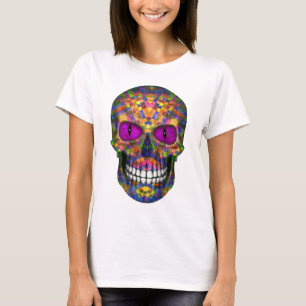 Camiseta T-shirt roxo do vivo do zombi do crânio do açúc