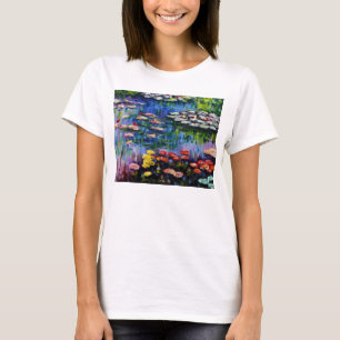 Camiseta T-shirt roxo dos lírios de água de Monet
