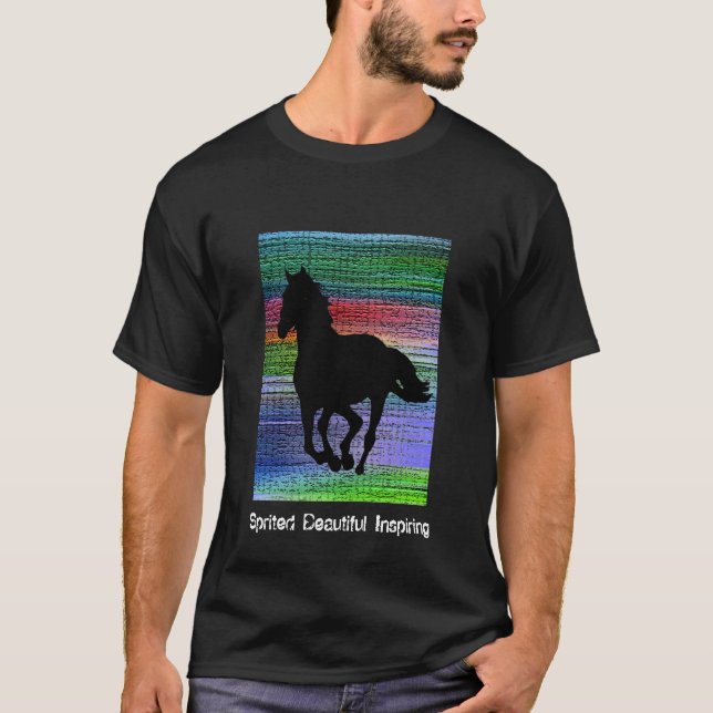 Camiseta T-shirt Running preto do cavalo (Frente)