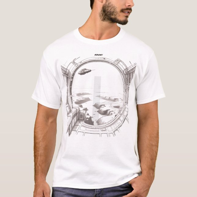 Camiseta T-shirt Sci-Fi que atravessa a frente do Universo  (Frente)