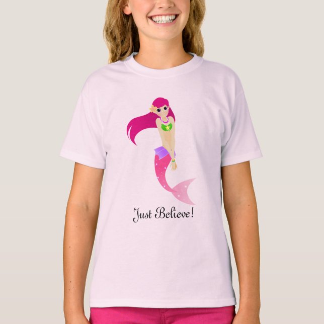 Camiseta T-Shirt Sereia Rosa (Frente)