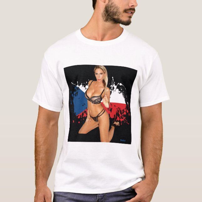 Camiseta T-shirt "sexy" da menina no fundo do splatter da (Frente)