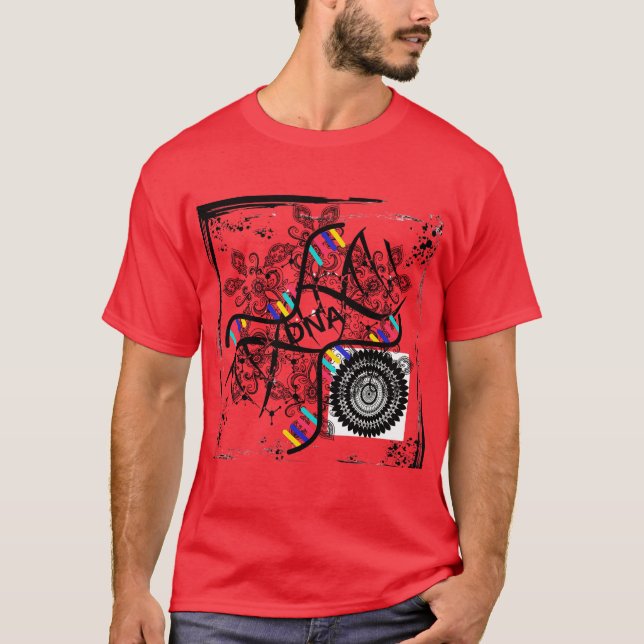 Camiseta T-Shirt significa uma hélice vermelha de DNA padro (Frente)
