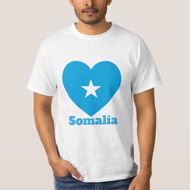Camiseta T-Shirt Sinalizador de Coração da Somália (Frente)