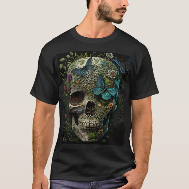 Camiseta T-Shirt Skull e Butterfly (Frente)