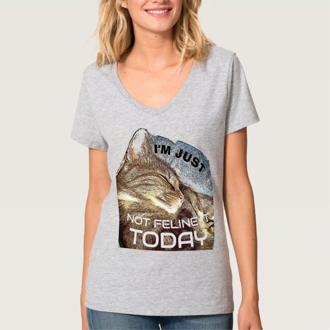 Camiseta T-Shirt Sleeping CAT FUNNY (Frente)