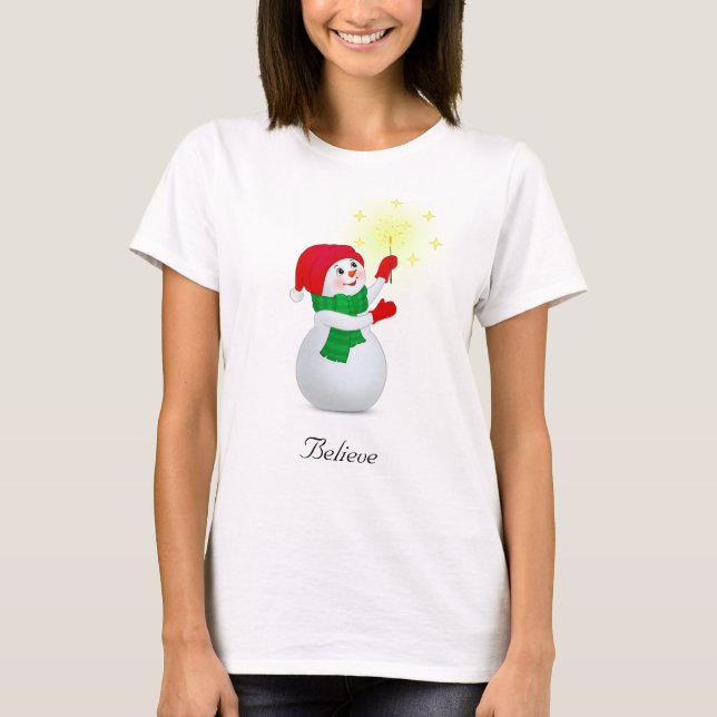 Camiseta T-Shirt Snowman de Natal (Frente)
