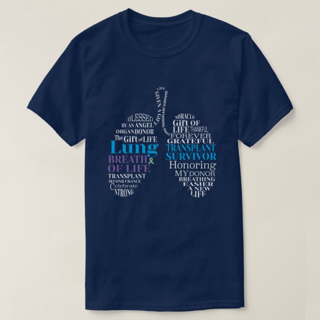 Camiseta T-Shirt Sobrevivente de Transplante Pulmonar (Frente do Design)
