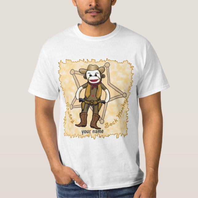 Camiseta t-shirt Sock Monkey Cowboy (Frente)