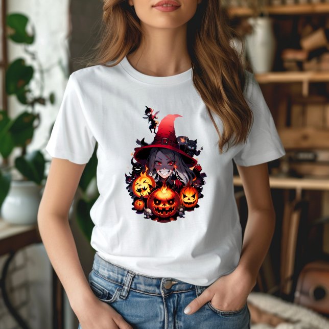 Camiseta T-shirt sorcière à la citrouille (Criador carregado)