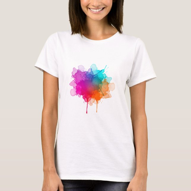Camiseta T-Shirt Splash de Tinta - Expressão Artística Negr (Frente)