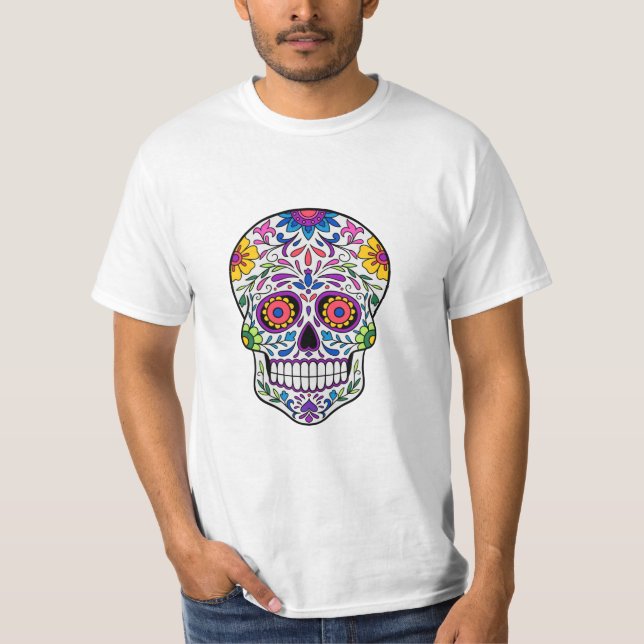 Camiseta T-Shirt Sugar Skull Art (Frente)