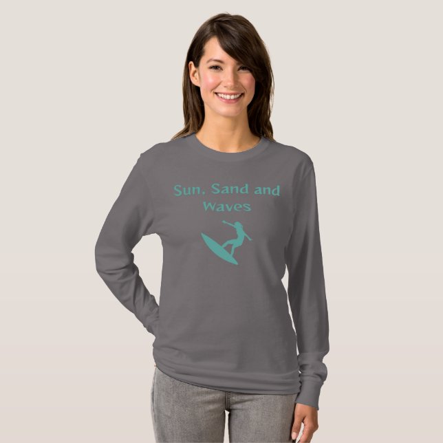 Camiseta T-Shirt Sun, Sand e Waves (Frente Completa)