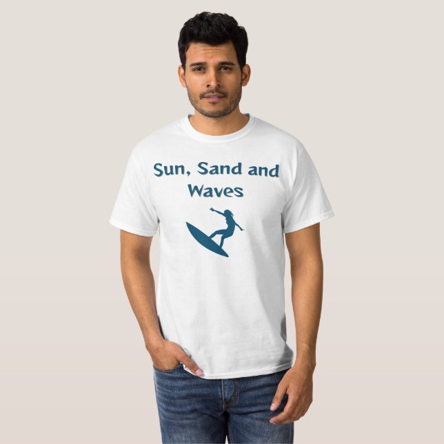 Camiseta T-Shirt Sun, Sand e Waves (Frente Completa)