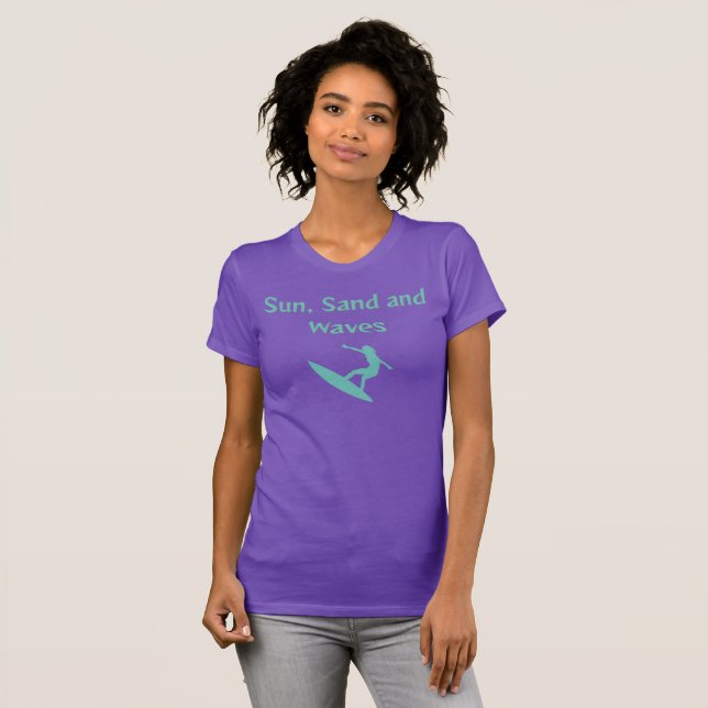 Camiseta T-Shirt Sun, Sand e Waves (Frente Completa)