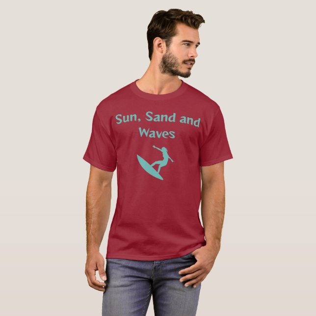 Camiseta T-Shirt Sun, Sand e Waves (Frente Completa)