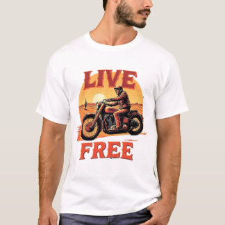 Camiseta T-Shirt Sunset, Deserto De Motocicleta Livre Ao Vi