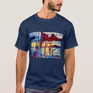 Camiseta T-Shirt Sunset e Barcos de Navegação