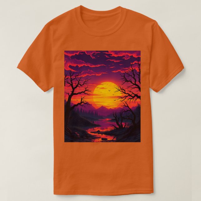 Camiseta T-Shirt Sunset, Rosa Púrpura, (Frente do Design)