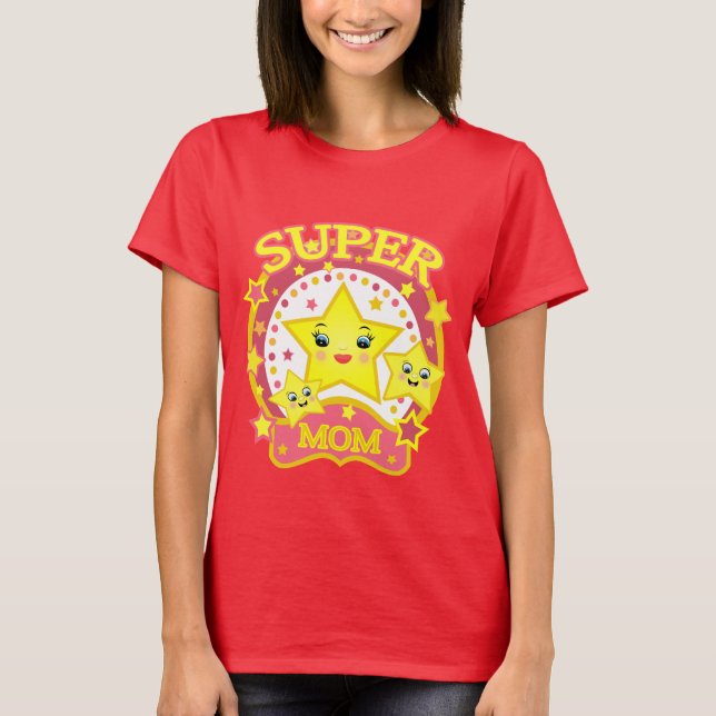 Camiseta T-shirt super da mamã da estrela do dia das mães (Frente)